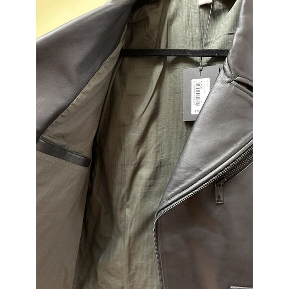 Ted Baker London Mens Ovine Leather CARVE Biker Jacket Black Sz 5 XL $1095 - Picture 4 of 15